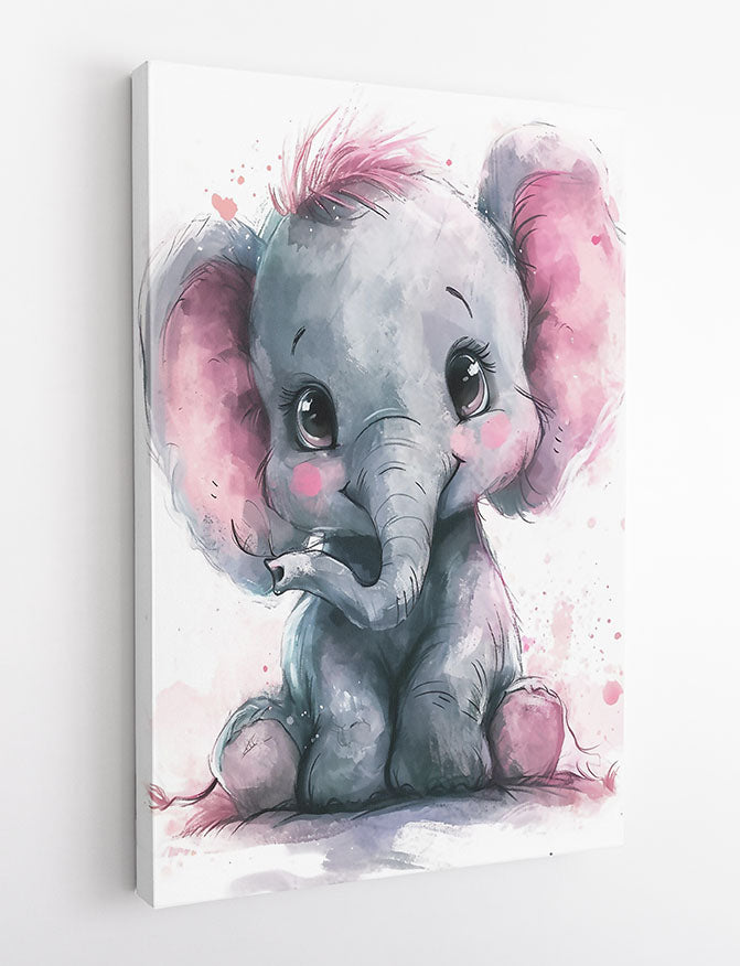 T784 Baby Elephant Canvas Art Prints, T-Shirts, Posters, and Mugs, Cushion Cover