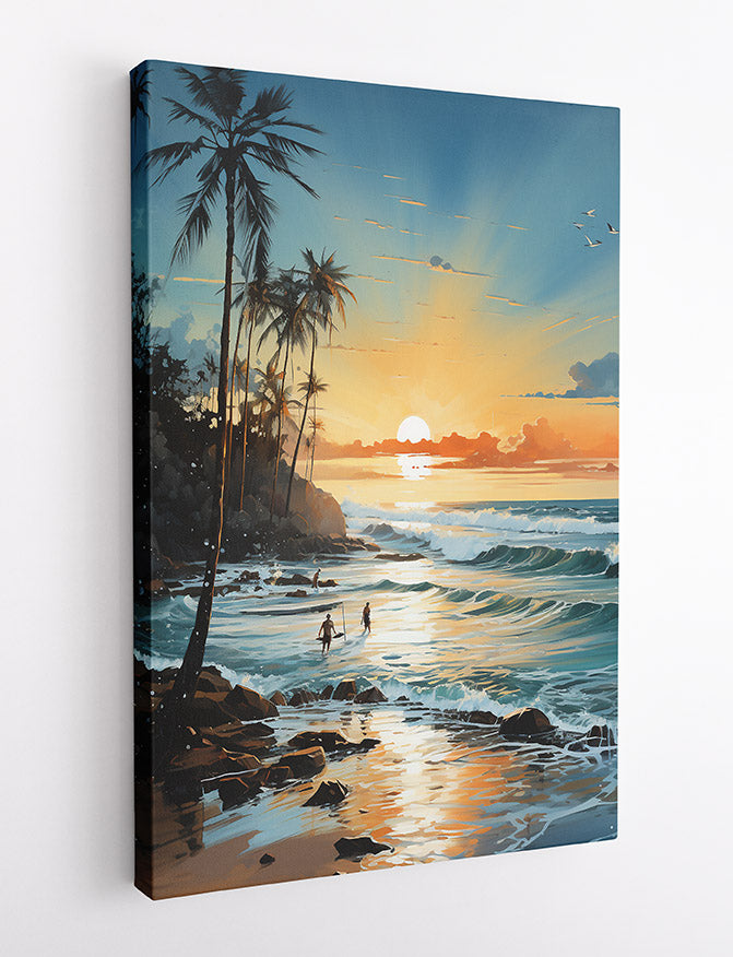 T561 Beach Sunset Landscape Canvas Art Prints, T-Shirts, Posters, and Mugs, Cushion Cover Expressive Collection