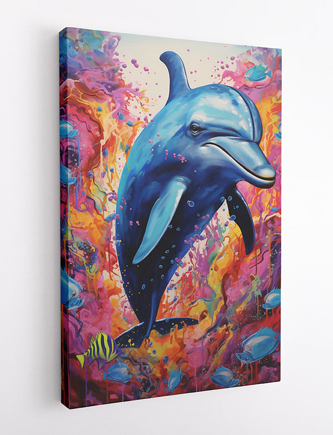 T726 Dolphin Canvas Art Prints, T-Shirts, Posters, and Mugs, Cushion Cover