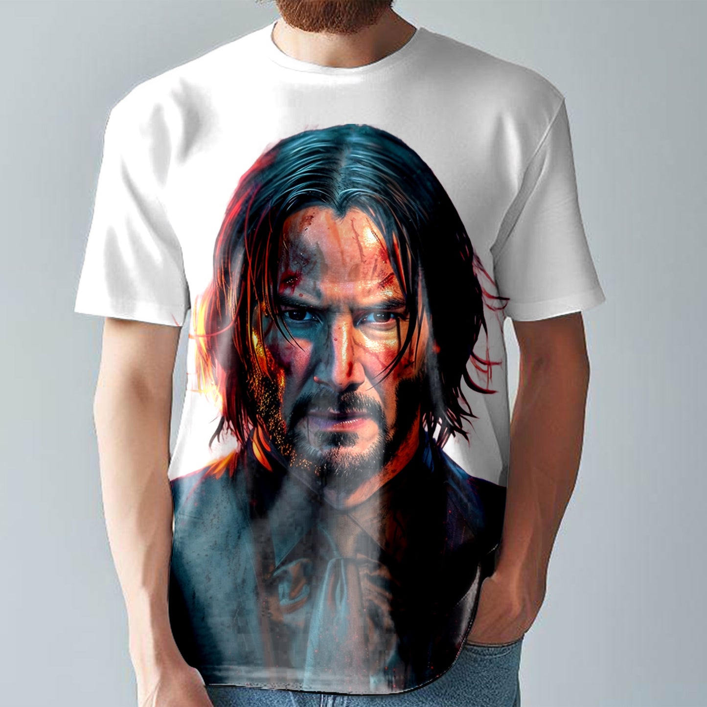 John Wick T-Shirt  Colourful Comic Style Tee  Large Print Unisex Fitted T-Shirt T10