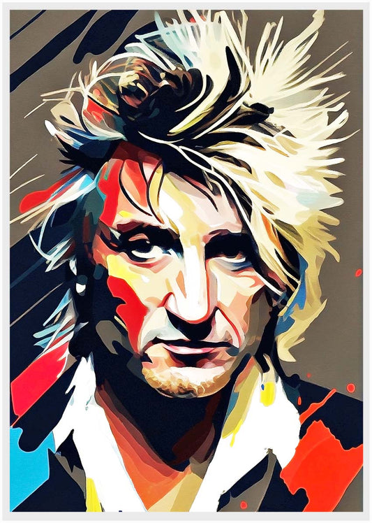 P155 AI Artistry Rod Stewart Printed Designs on Canvas, Poster, Mugs, Cushion Covers, and T-Shirts