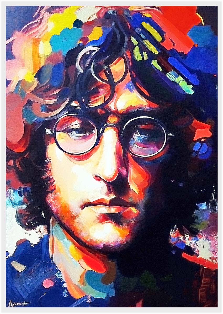 P157 AI Artistry John Lennon Printed Designs on Canvas, Poster, Mugs, Cushion Covers, and T-Shirts