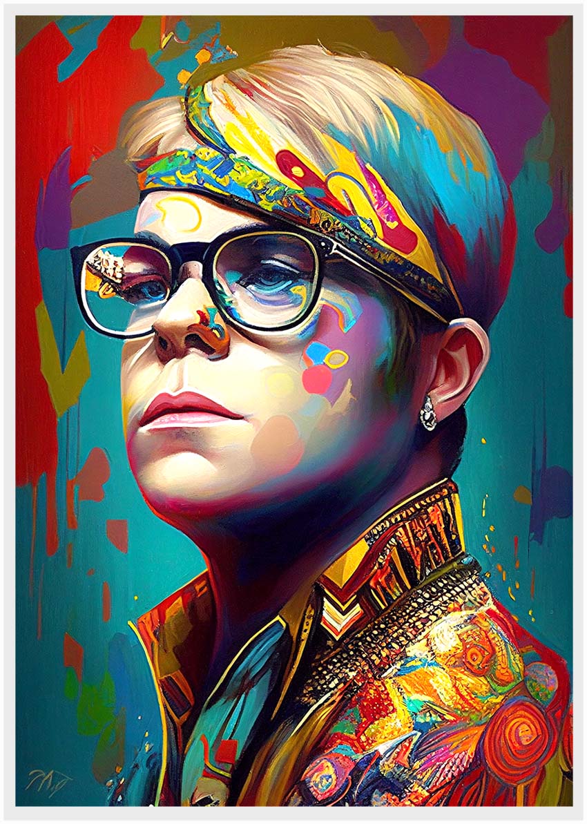 P162 AI Artistry Elton John Printed Designs on Canvas, Poster, Mugs, Cushion Covers, and T-Shirts