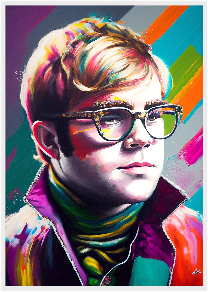 P178 AI Artistry Elton John Printed Designs on Canvas, Poster, Mugs, Cushion Covers, and T-Shirts