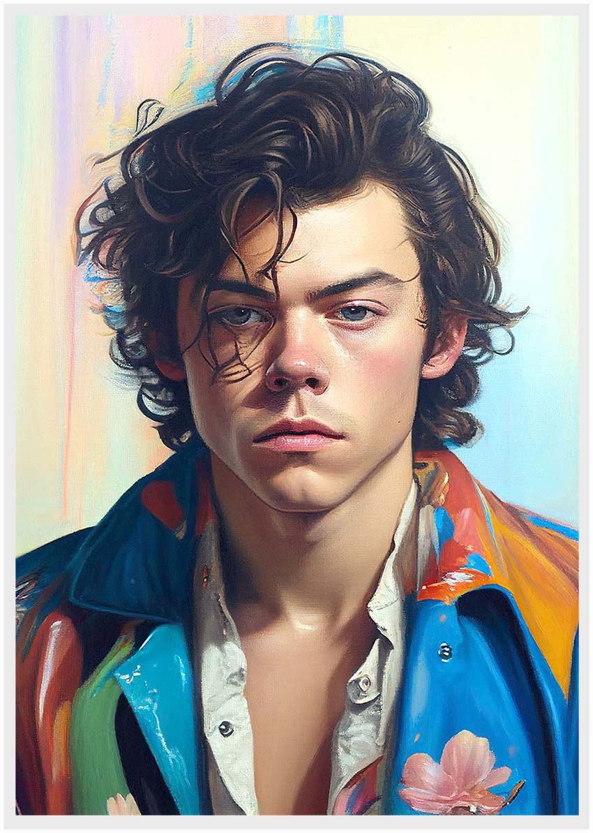 P182 AI Artistry Harry Styles Printed Designs on Canvas, Poster, Mugs, Cushion Covers, and T-Shirts