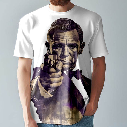 Daniel Craig T-Shirt  Colourful Comic Style Tee  Large Print Unisex Fitted T-Shirt T12