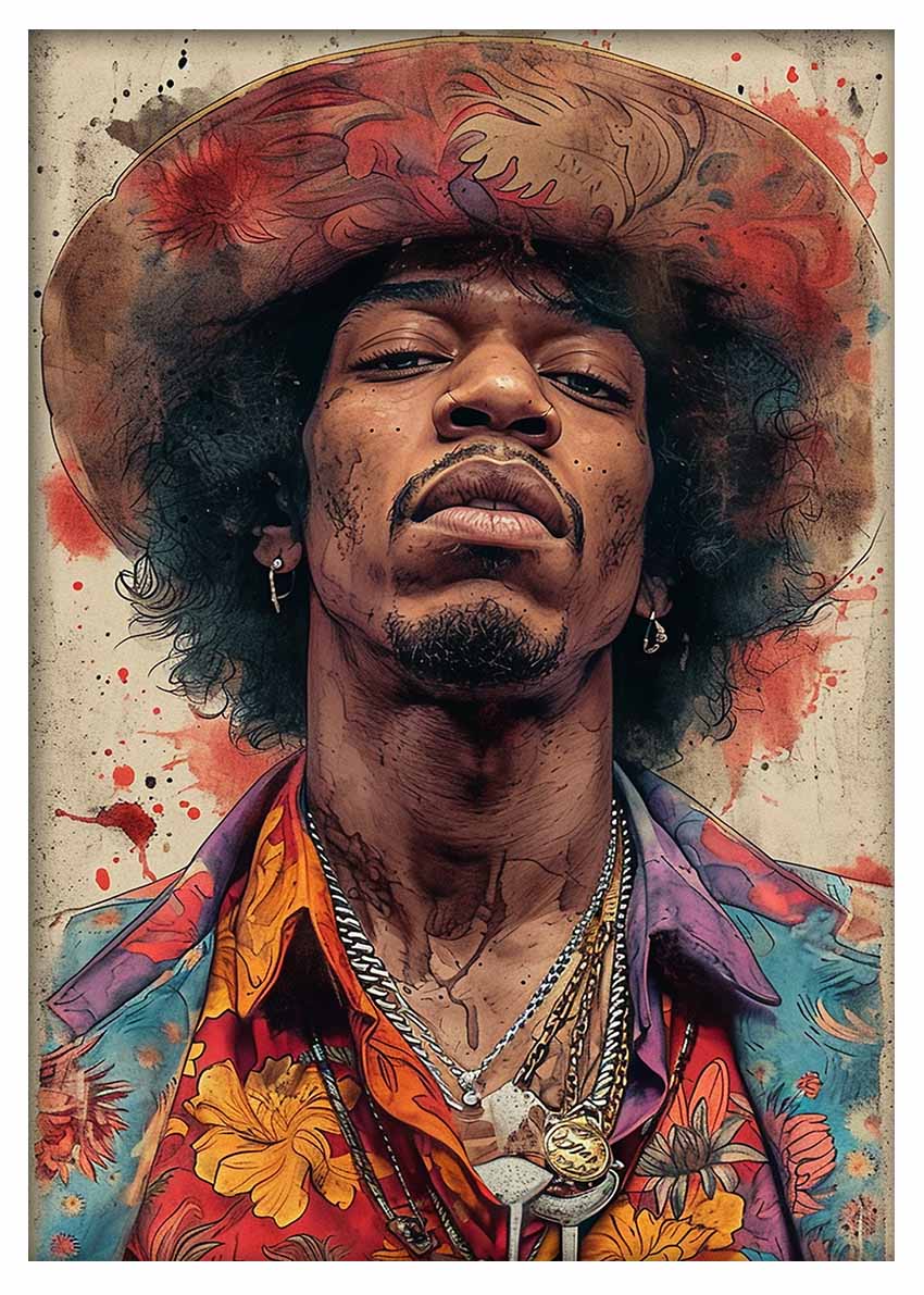 P374 Jimi Hendrix Canvas Art Prints, T-Shirts, Posters, and Mugs, Cushion Cover