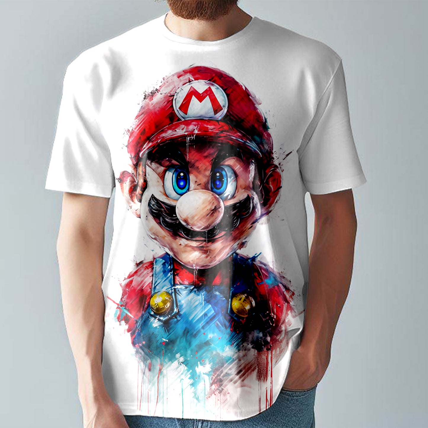 Super Mario T-Shirt  Colourful Comic Style Tee  Large Print Unisex Fitted T-Shirt T15