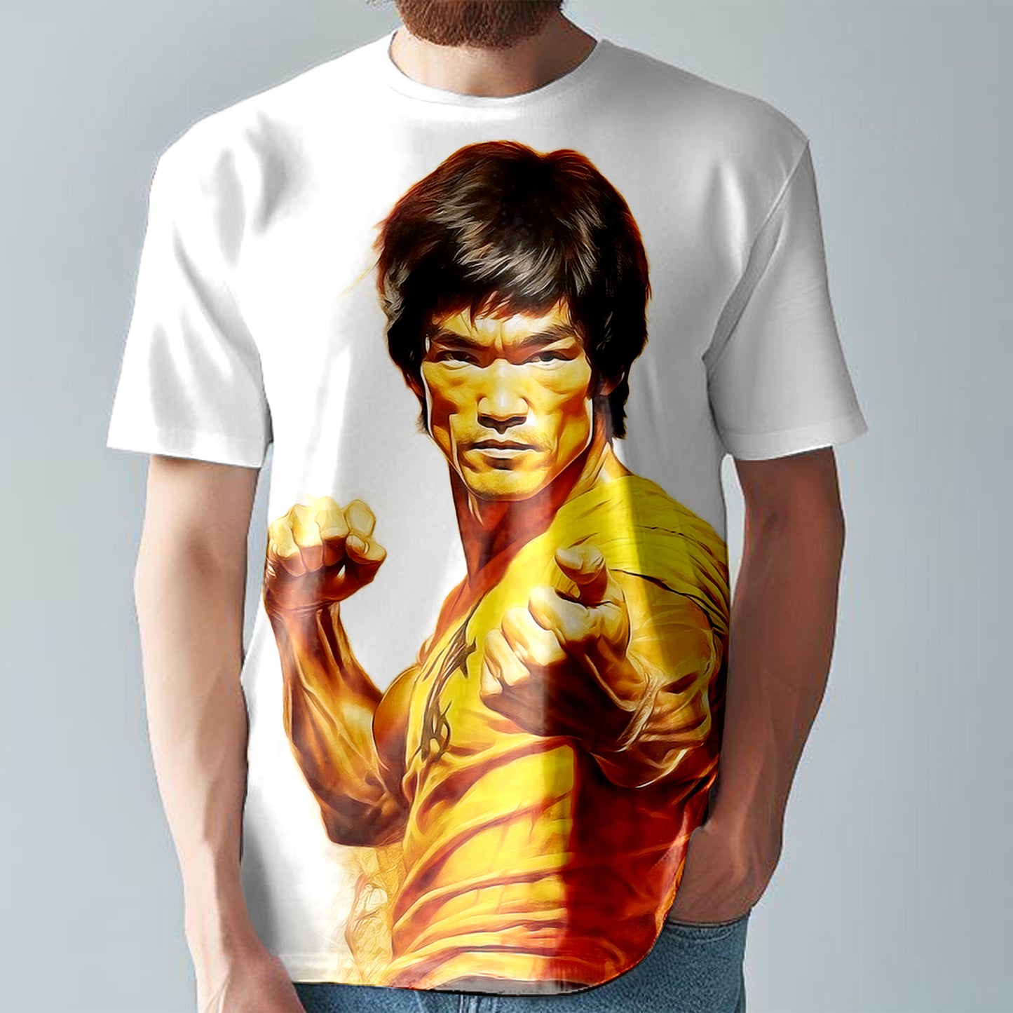 Bruce Lee T-Shirt  Colourful Comic Style Tee  Large Print Unisex Fitted T-Shirt T20