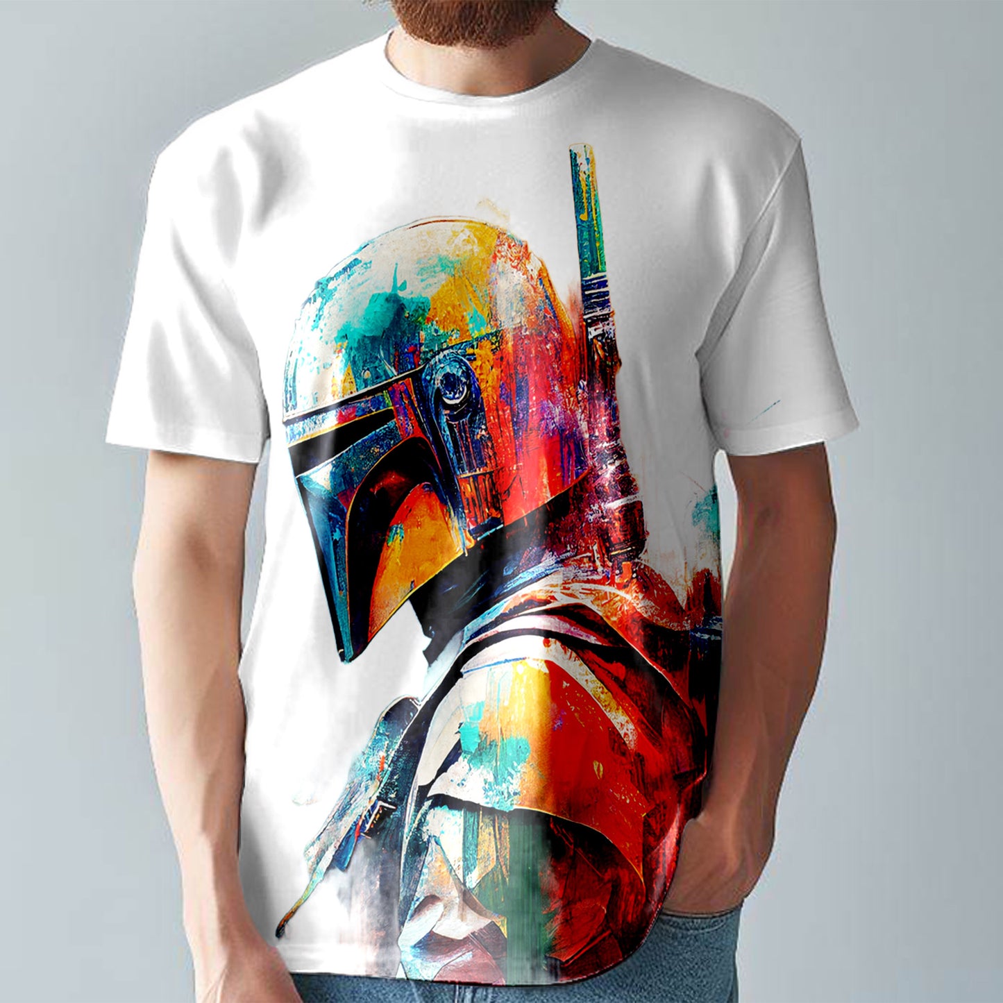 Mandalorian T-Shirt  Colourful Comic Style Tee  Large Print Unisex Fitted T-Shirt T23