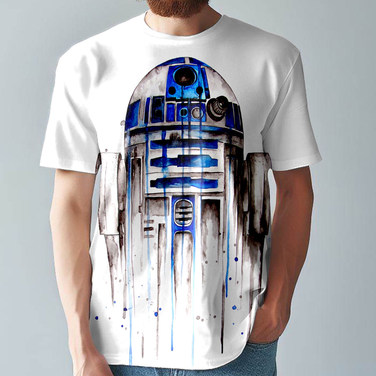 R2-D2 T-Shirt  Colourful Comic Style Tee  Large Print Unisex Fitted T-Shirt T28