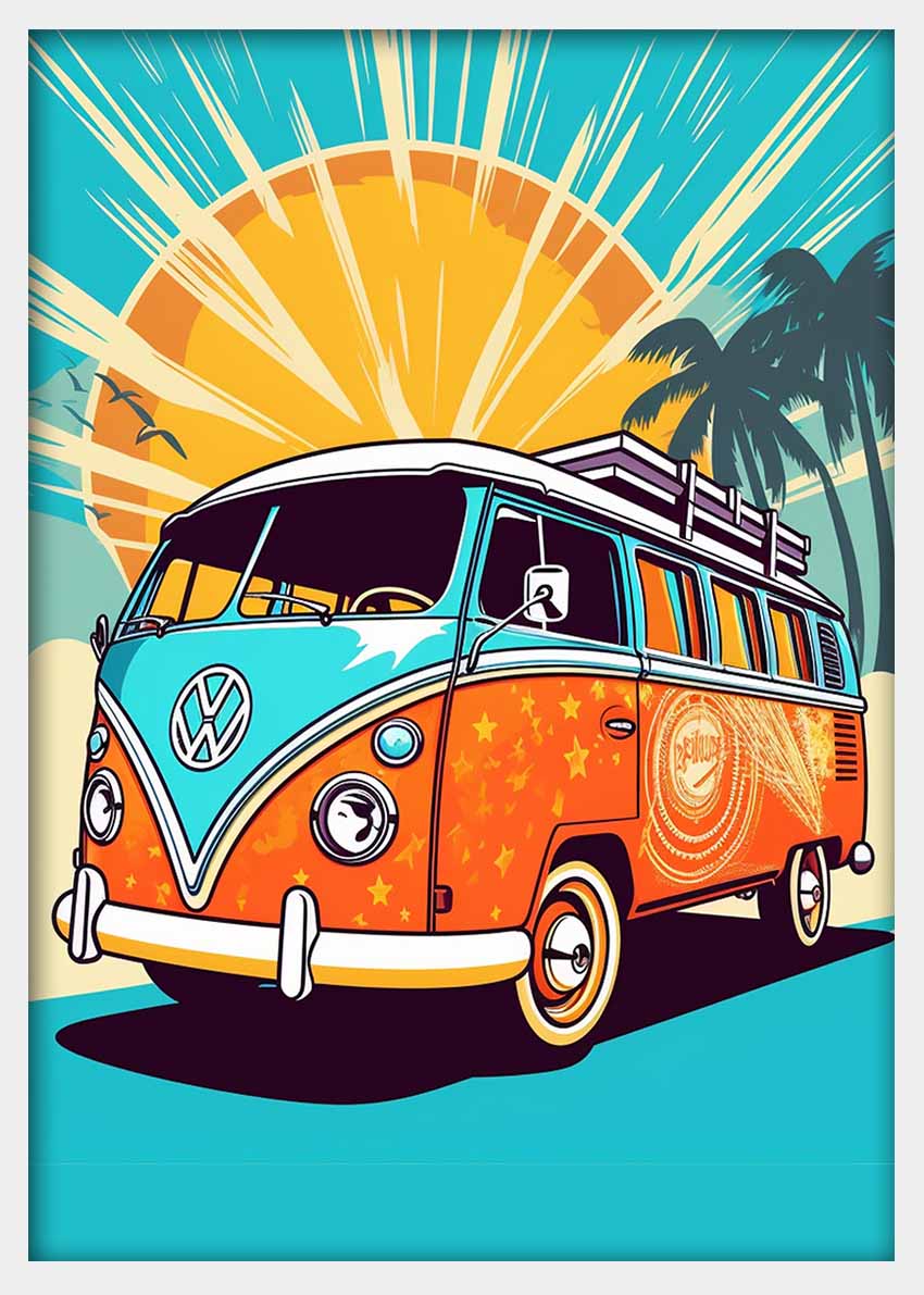 T362  Camper Van Canvas Art Prints, T-Shirts, Posters, and Mugs, Cushion Cover Expressive Collection