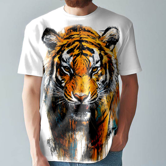 Tiger Wild AI Animal Print Tee T-Shirt  Large Print Unisex Fitted T-Shirt T3