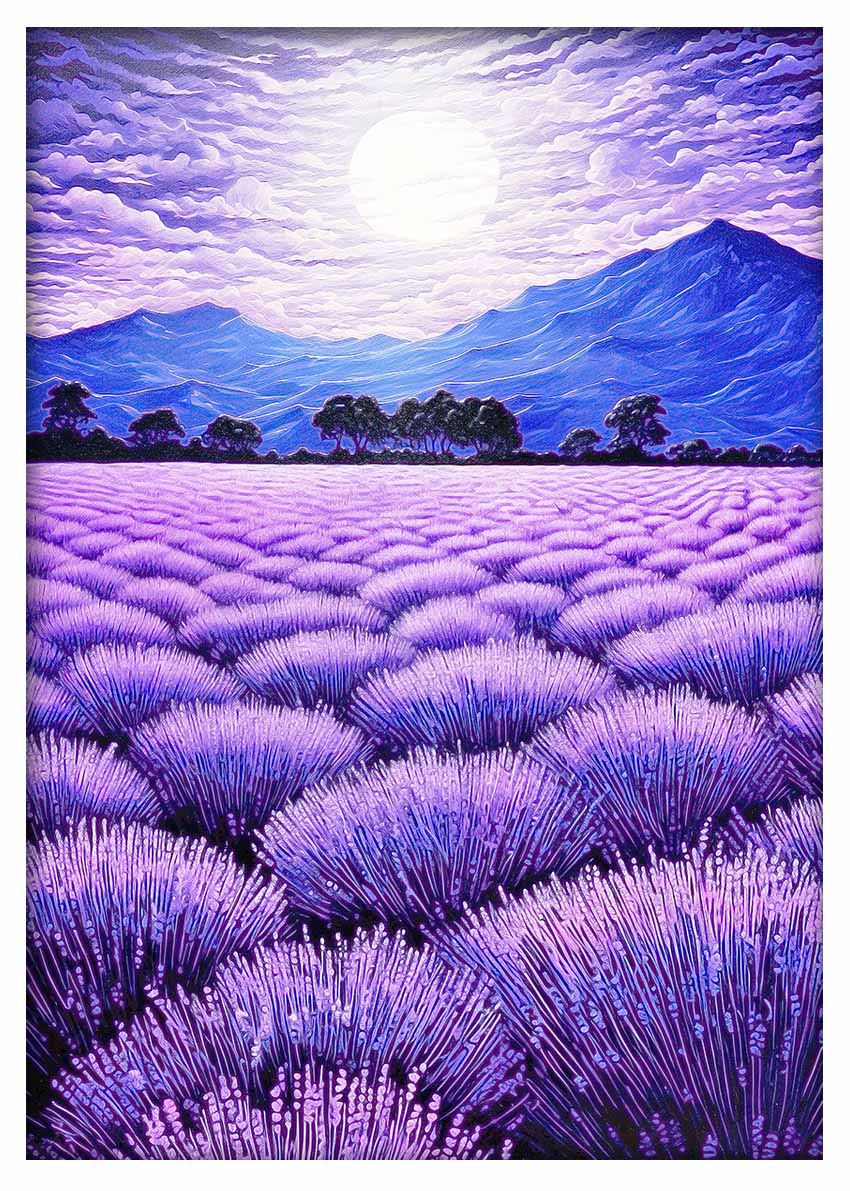 T411 Lavender Field Canvas Art Prints, T-Shirts, Posters, and Mugs, Cushion Cover Expressive Collection