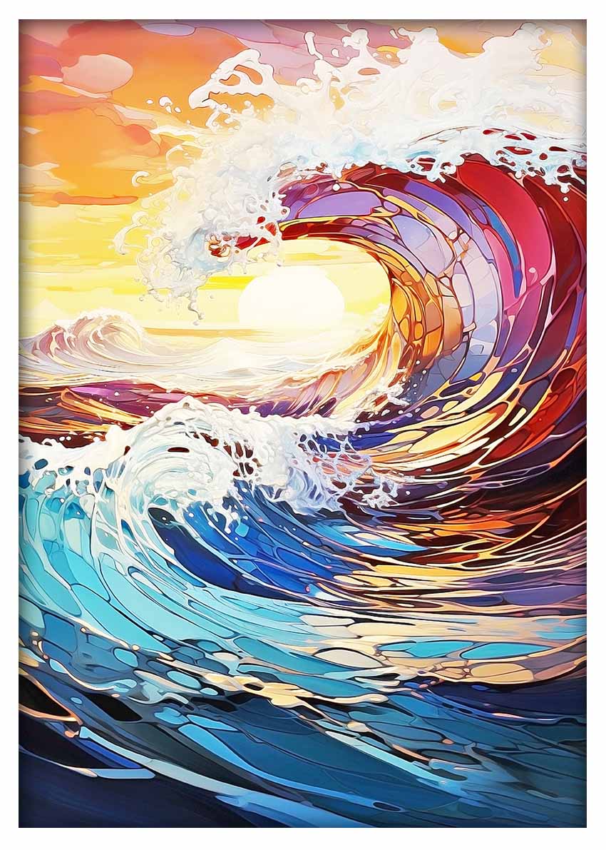 T413 Ocean waves Canvas Art Prints, T-Shirts, Posters, and Mugs, Cushion Cover Expressive Collection