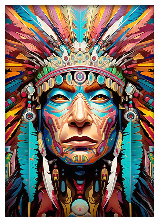 T438 Native American Canvas Art Prints, T-Shirts, Posters, and Mugs, Cushion Cover Expressive Collection