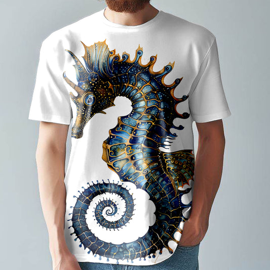 Sea Horse AI Animal Print Tee T-Shirt  Large Print Unisex Fitted T-Shirt T5