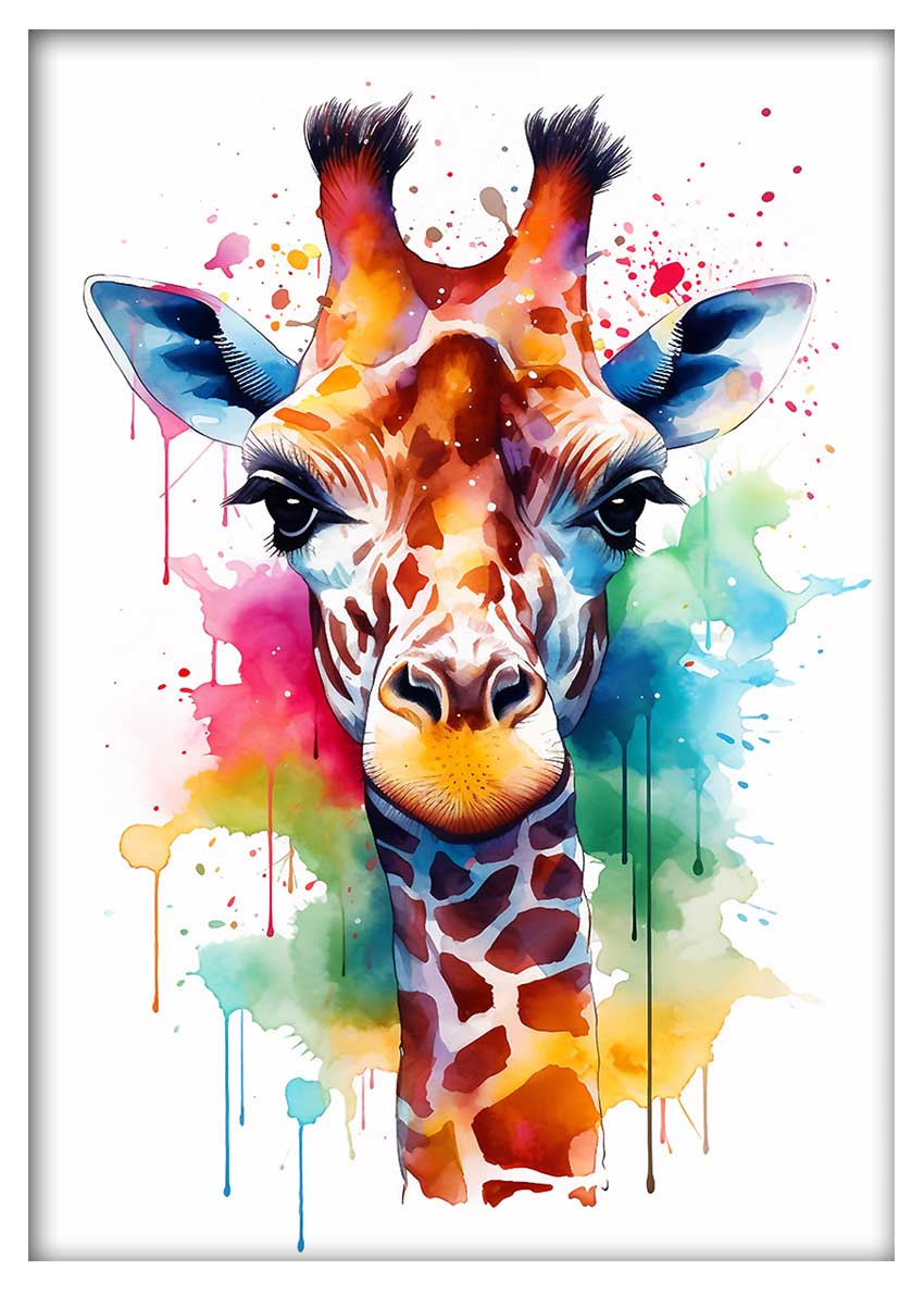 T571 Giraffe Canvas Art Prints, T-Shirts, Posters, and Mugs, Cushion Cover