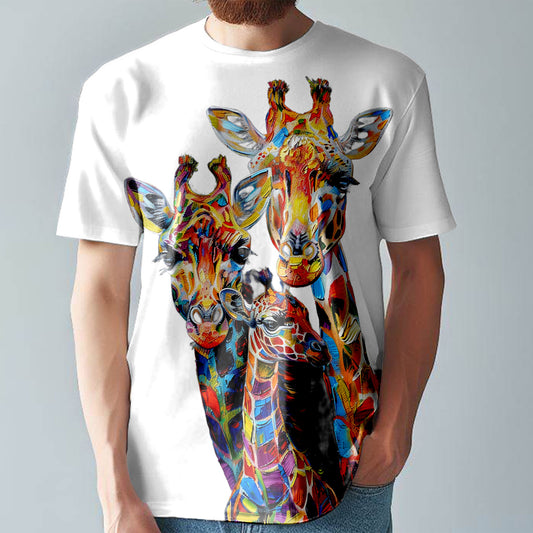 Giraffe AI Animal Print Tee T-Shirt  Large Print Unisex Fitted T-Shirt T6