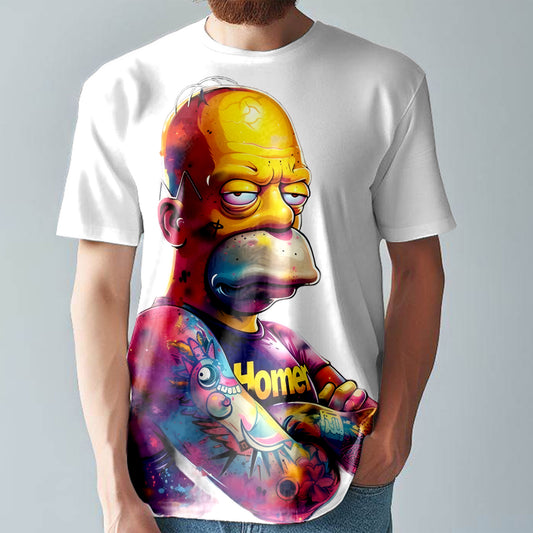 Simpsons T-Shirt  Colourful Comic Style Tee  Large Print Unisex Fitted T-Shirt T8