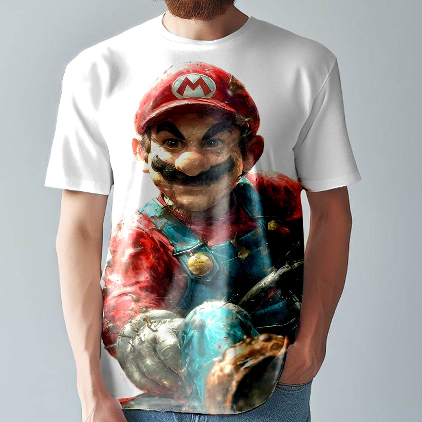 Super Mario T-Shirt  Colourful Comic Style Tee  Large Print Unisex Fitted T-Shirt T9