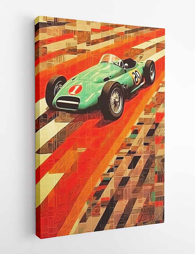 T357 Old Racing Car Canvas Art Prints, T-Shirts, Posters, and Mugs, Cushion Cover Expressive Collection