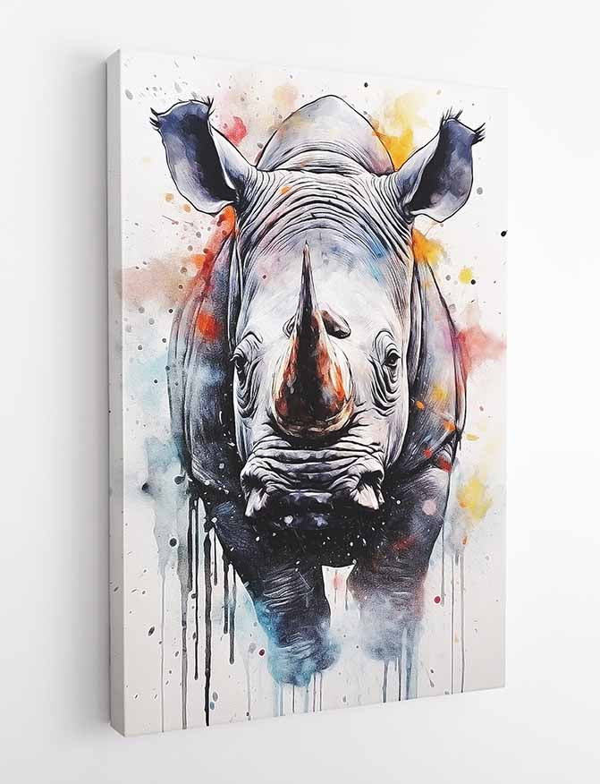 T378 Rhino Canvas Art Prints, T-Shirts, Posters, and Mugs, Cushion Cover Expressive Collection