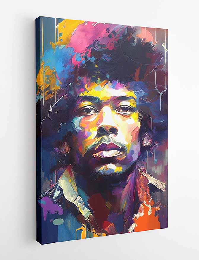 P171 AI Artistry Jimi Hendrix Printed Designs on Canvas, Poster, Mugs, Cushion Covers, and T-Shirts