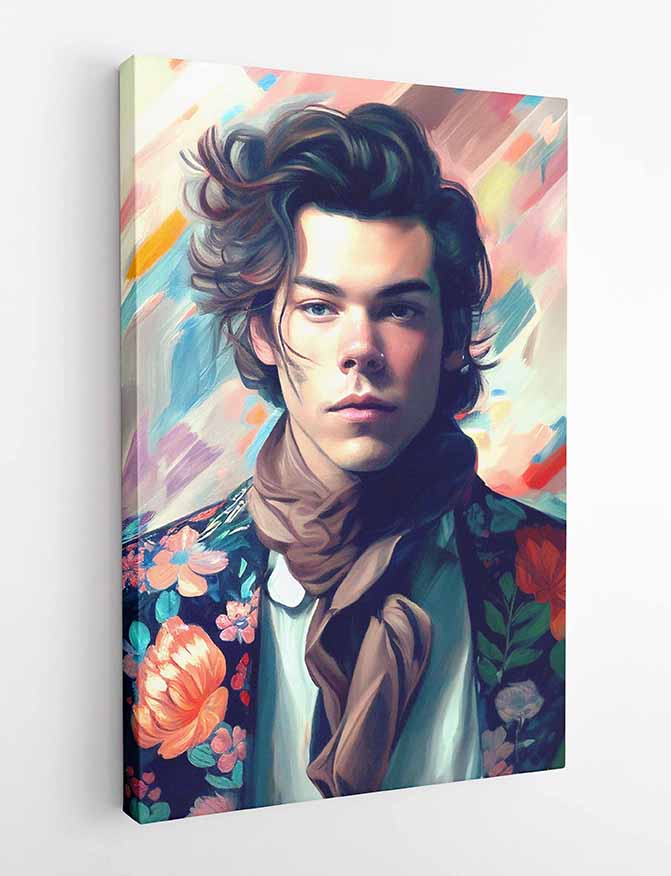 P183 AI Artistry Harry Styles Printed Designs on Canvas, Poster, Mugs, Cushion Covers, and T-Shirts