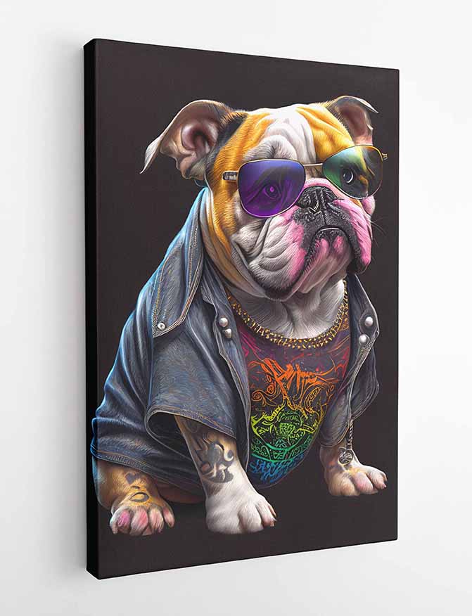 T203 Bulldog Canvas Art Prints, T-Shirts, Posters, and Mugs, Cushion Cover Expressive Collection