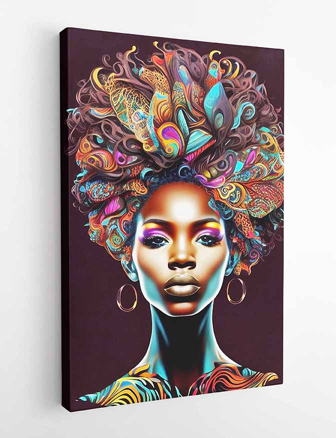 T67 African Woman Colourful  Canvas Art Prints, T-Shirts, Posters, and Mugs, Cushion Cover Expressive Collection