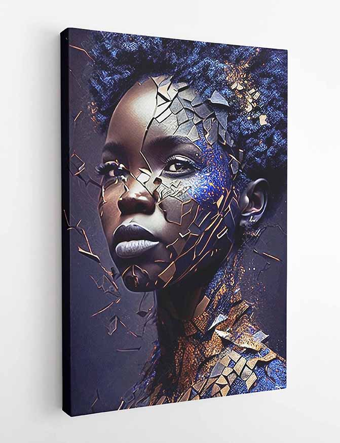 T76 African Woman Painting Canvas Art Prints, T-Shirts, Posters, and Mugs, Cushion Cover Expressive Collection