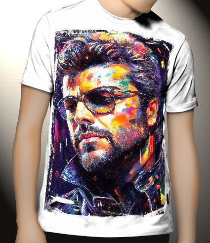 P158 AI Artistry George Michael Printed Designs on Canvas, Poster, Mugs, Cushion Covers, and T-Shirts