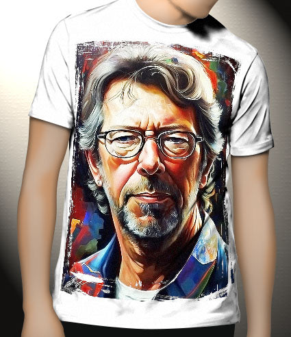 P159 AI Artistry Eric Clapton Printed Designs on Canvas, Poster, Mugs, Cushion Covers, and T-Shirts