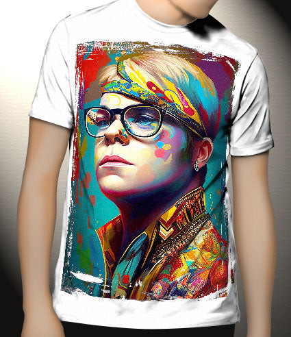 P162 AI Artistry Elton John Printed Designs on Canvas, Poster, Mugs, Cushion Covers, and T-Shirts